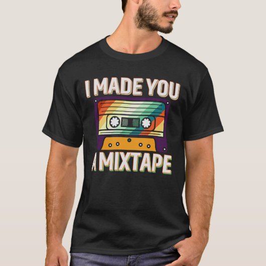 T-shirt Je t'ai fait une Mixtape Retro Cassette 80's 90 Vi (Devant)