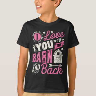 T-shirt Je T'Aime À La Grange Et À L'Arrière Cheval Fille