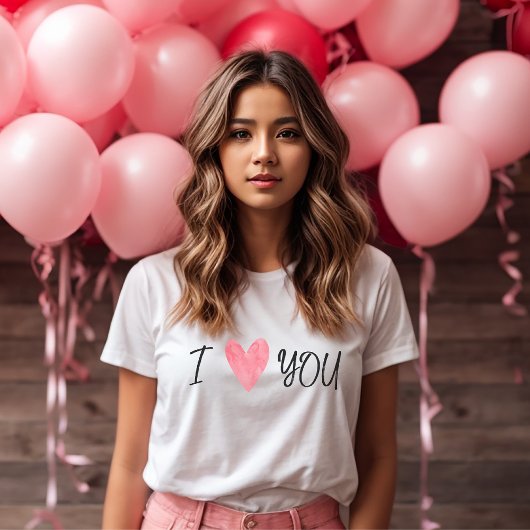 T-shirt "Je t'aime" Aquarelle romantique Femmes du coeur