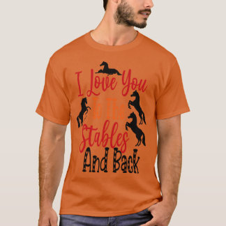 T-shirt je t'aime aux écuries et aux chevaux du dos