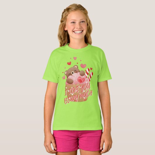 T-shirt JE T'AIME BEARY BEAUCOUP drôle valentine's day (Devant entier)