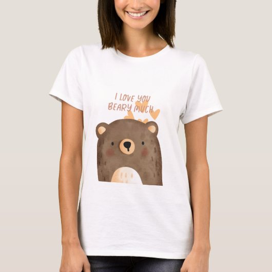 T-shirt Je T'Aime Beaucoup - Beurre Beaucoup Mignonne Ours (Devant)