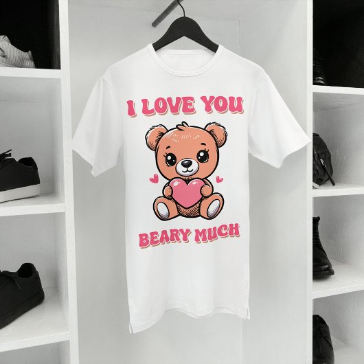 T-shirt Je T'Aime Beaucoup, Mignonne Ours Avec Coeur