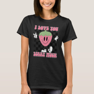 T-shirt Je T'Aime Berry Beaucoup À damiers mignonne fraise