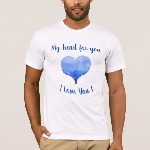 T-shirt Je t'aime Coeur Bleu mignon Saint Valentin