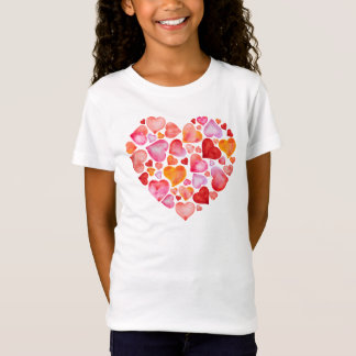 T-Shirt Je t'aime cœurs aquarelle