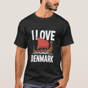 T-shirt Je t'aime Danemark Aventure du bateau Viking