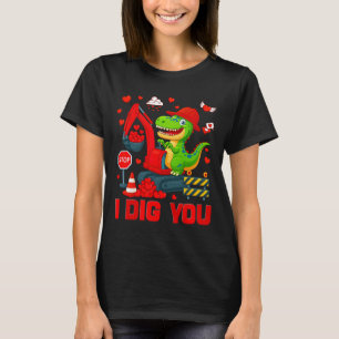 T-shirt Je t'aime drôle cœur dinosaure camion Saint Valent