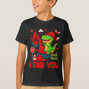 T-shirt Je t'aime drôle cœur dinosaure camion Saint-Valent