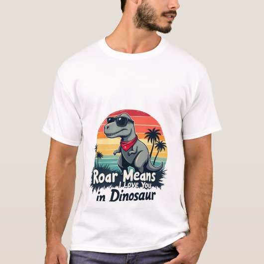 T-shirt je t'aime en dinosaure (Devant)
