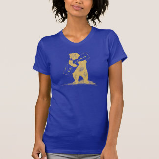 T-shirt Je t'aime la Californie--Bleu et or