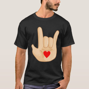 T-shirt Je t'aime Langue des Signes Américaine Geste main