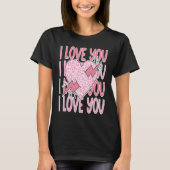 T-shirt Je T'Aime Léopard Heart Lightning Bolt Valentines (Devant)