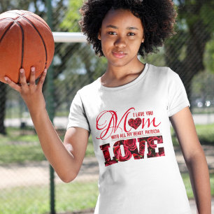 T-Shirt Je T'Aime Maman Nom Floral Moderne Mères Jour Enfa