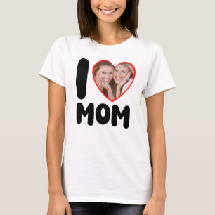 T-shirt Je t'aime maman  Photo personnalisée du cœur pour 