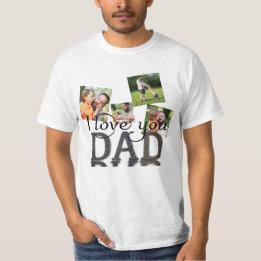 T-shirt Je t'aime Papa 4 Collage de photos Texture de bois