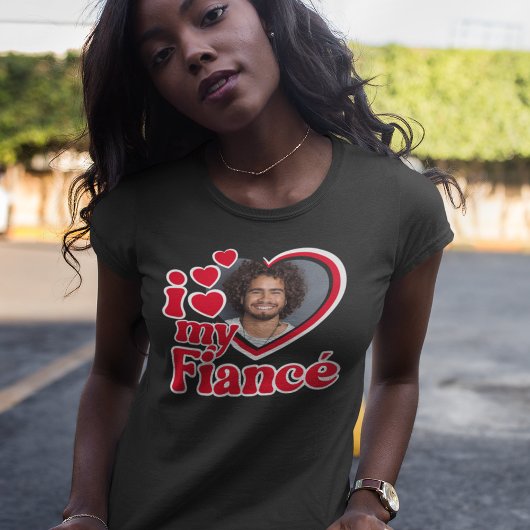 T-shirt Je T'aime Photo de Mon Fiancé sur Mesure