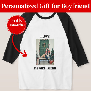 T-shirt Je T'aime Photo Tee Raglan Cadeau pour Ma Copine
