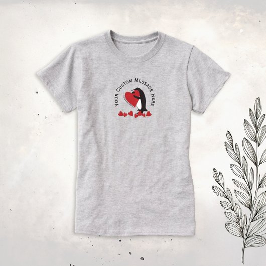 T-shirt Je T'Aime Plus ! Coeur rouge et pingouin