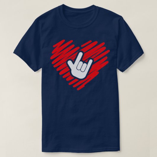 T-shirt Je t'aime signer langue sourde et sourde cadeau (Design devant)