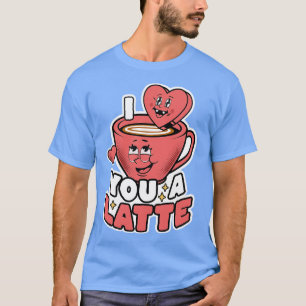 T-shirt Je T'Aime Un Café Latte Coeur Latte Cute Valenti