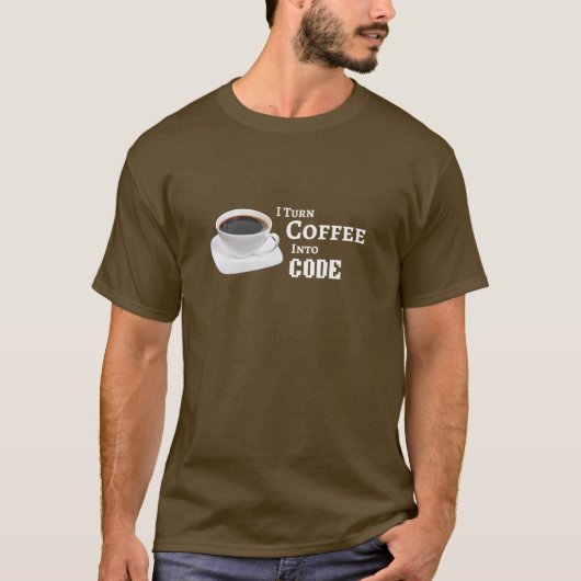 T-shirt Je transforme le café en code (Devant)