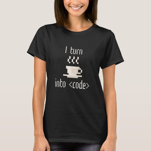 T-shirt Je Transforme Le Café En Code (Devant)
