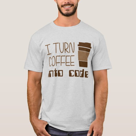 T-shirt Je transforme le café en code de programmation (Devant)