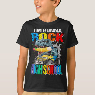 T-shirt Je vais au lycée Monster Truck Dinosaur