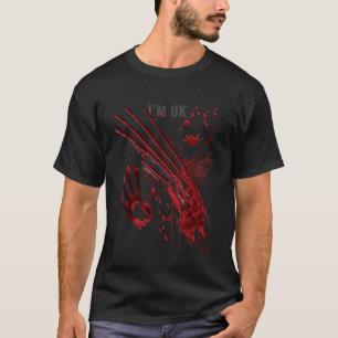 T-shirt Je vais bien Bloody Shirt Main Sang Éclaboussure Z