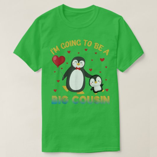 T-shirt Je vais être un grand cousin Pingouin révélation d (Design devant)
