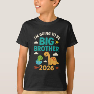 T-shirt Je vais être un grand frère 2026 dinosaure