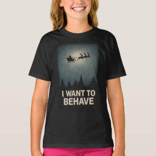 T-shirt Je veux bien me comporter – Silhouette de Père Noë