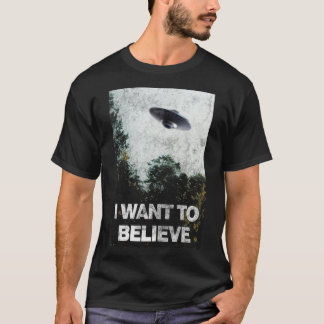 T-shirt Je veux croire zone 51 OVNI Alien Enduction Tirer