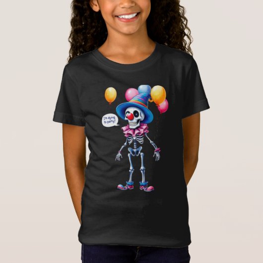 T-Shirt Je veux faire la fête ! Squelette en costume de cl (Devant)