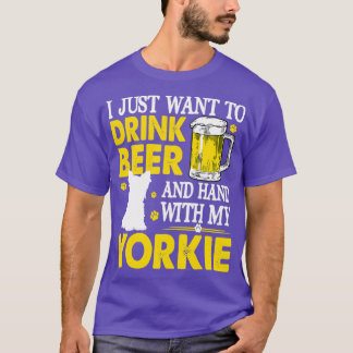 T-shirt Je Veux Juste Boire De La Bière Accrochée Avec Mon