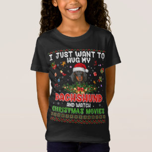 T-Shirt Je Veux Juste Embrasser Mon Dachshund Noël Noël No