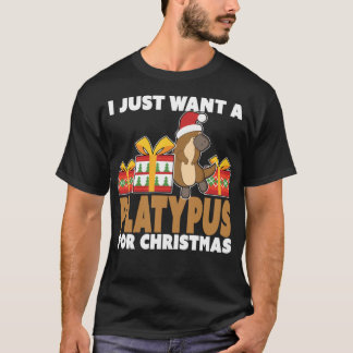 T-shirt Je veux juste un Platypus pour Noël - Noël P