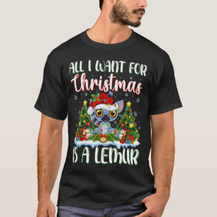 T-shirt Je Veux Pour Noël Est Un Luminaire De Lemur Xmas