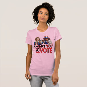 T-shirt JE VEUX QUE VOUS VOTIEZ (Mesdames au chat)