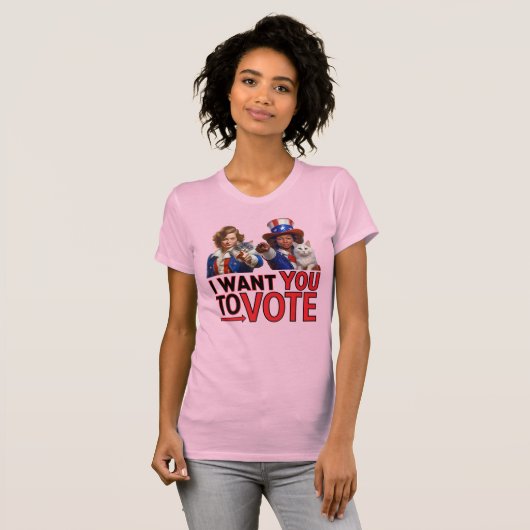 T-shirt JE VEUX QUE VOUS VOTIEZ (Mesdames au chat) (Devant entier)