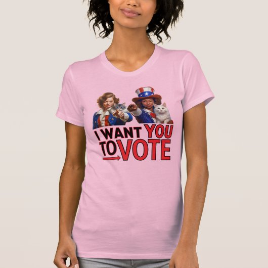 T-shirt JE VEUX QUE VOUS VOTIEZ (Mesdames au chat) (Devant)