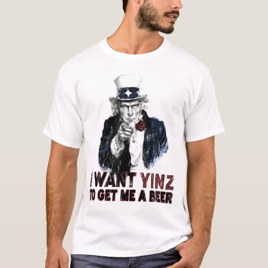 T-shirt Je veux que Yinz me donne une bière (Devant)