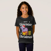 T-Shirt Je Veux Un Dinosaure Pour Noël Drôle Mignonne Dino (Devant entier)