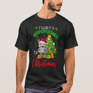 T-shirt Je Veux Un Hippopotame Buffalo Plaid Xmas Hippo Po