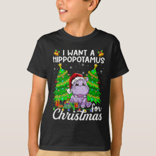 T-shirt Je Veux Un Hippopotame Pour Les Lumières De Noël P