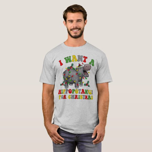 T-shirt Je Veux Un Hippopotame Pour Noël Funny Retro (Devant entier)