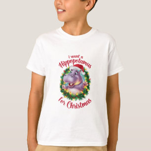 T-shirt Je Veux Un Hippopotame Pour Noël Hippo De Noël