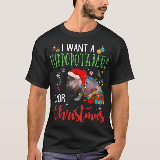 T-shirt Je Veux Un Hippopotame Pour Noël Hippo Fiona (Devant)