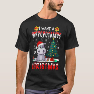 T-shirt Je Veux Un Hippopotame Pour Noël Noël Hippo Paj
